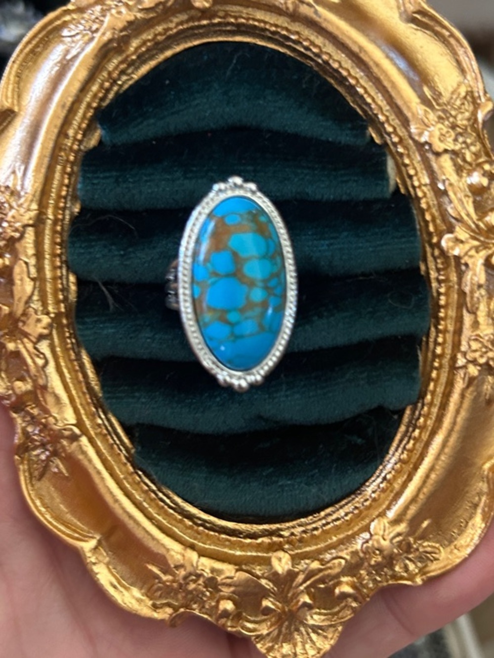 & Other Stories Turquoise Blue and Brown Stone Oval Ring
